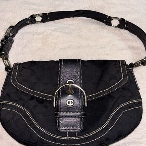 Coach Black Shoulder Bag with Buckle Detail